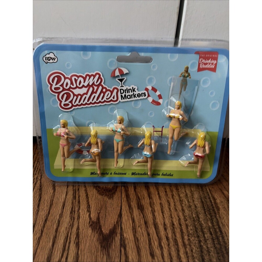 Original Bosom Buddies Glass Markers - Set of 6 for Cocktails and Wine